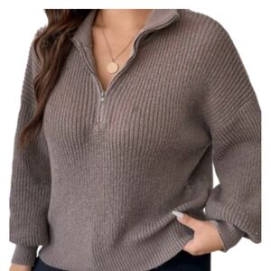 Brown Half Zip Sweater size 1X